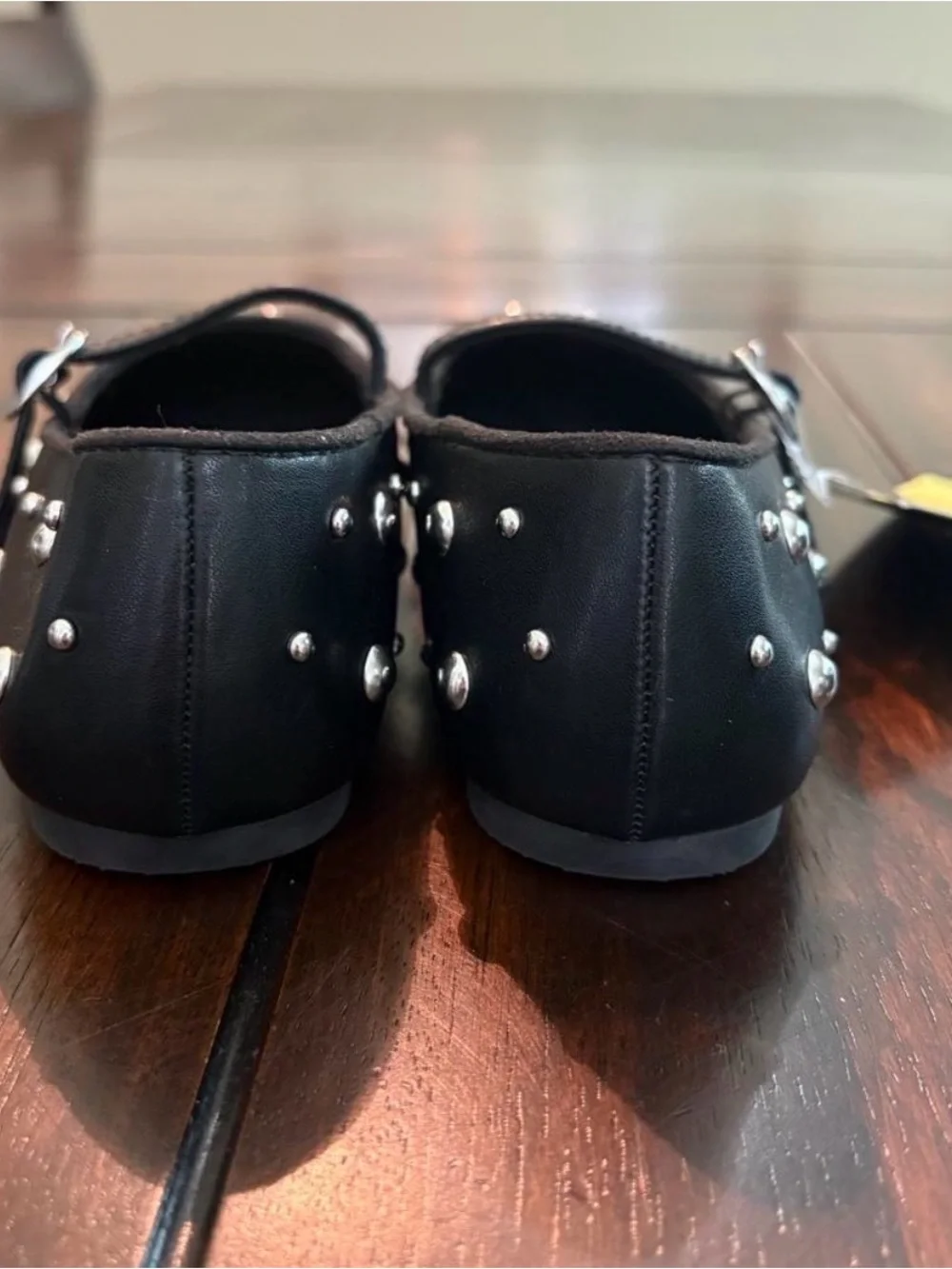 Girl’s Black Mary Jane flats with silver studs, size 1